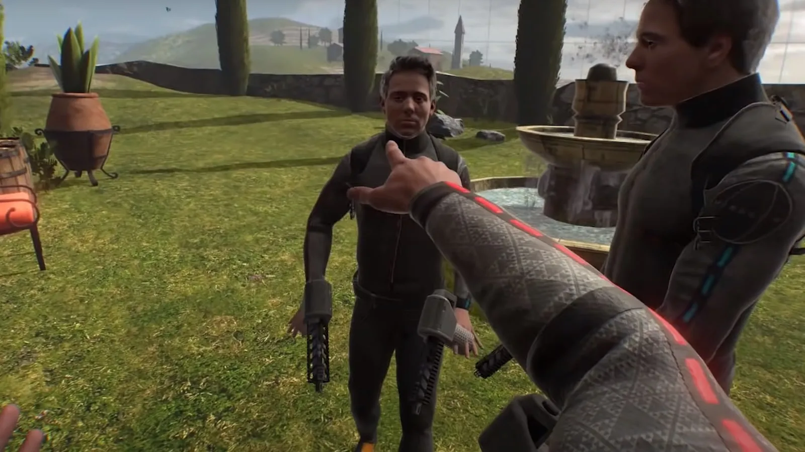 A screenshot of the VR game Boneworks showing multiple players